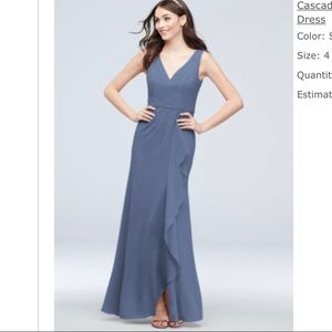 V-Neck Tank Chiffon Cascade Bridesmaid Dress - worn for an hour!